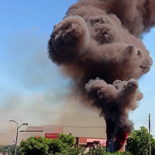 Prompt: a fire tornado making is way through modern city