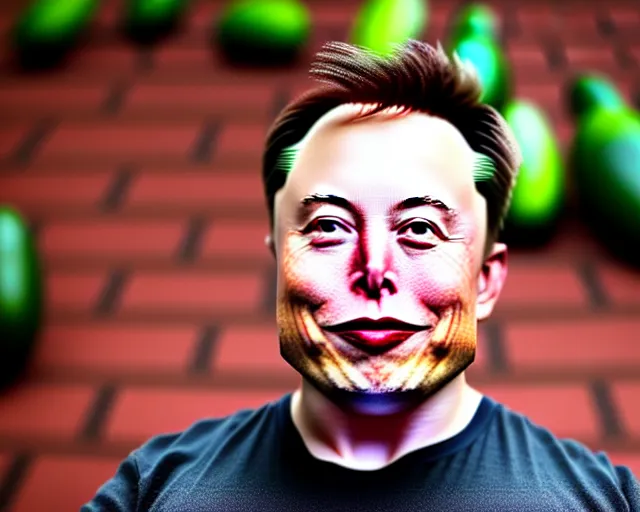 Prompt: 8 5 mm photography of elon musk!! dressed as an avocado!! dof and bokeh