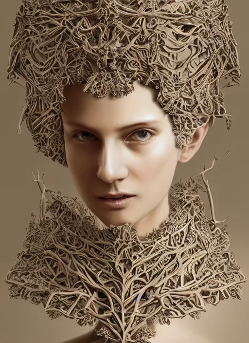 Image similar to sculpture made of wood, portrait, female, future, wood, tree, harper's bazaar, vogue, magazine, insanely detailed and intricate, concept art, close up, ornate, luxury, elite, elegant, trending on artstation, by ruan jia, by Kenneth Willardt, by ross tran, by WLOP, by Andrei Riabovitchev,
