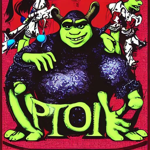 Image similar to Artwork of Shrek by Kazuma Kaneko, artbook illustration, white background