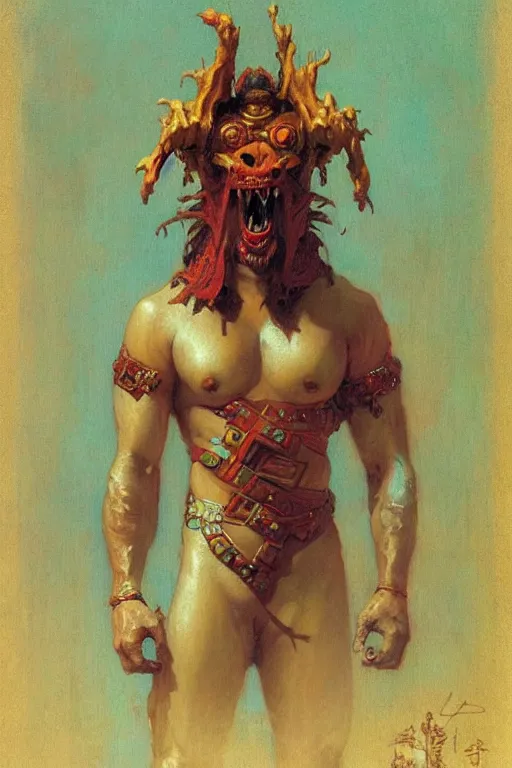 Image similar to monster, character design, tang dynasty, colorful, painting by gaston bussiere, craig mullins, j. c. leyendecker, tom of finland