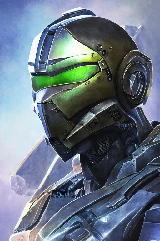 Image similar to robot ninja mask helmet halo master chief radiating a glowing aura global illumination ray tracing hdr fanart arstation by ian pesty and katarzyna da „ bek - chmiel