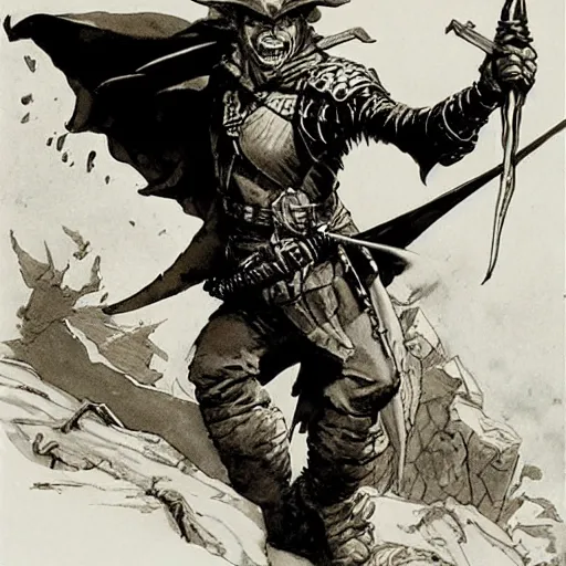 Prompt: dnd assasin by wrightson, bernie
