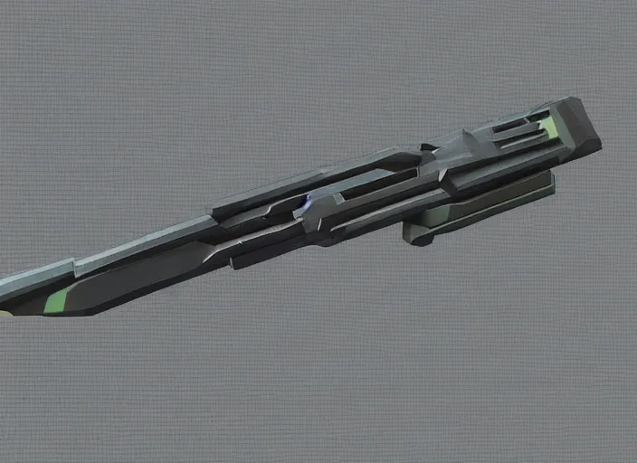 Image similar to low poly needler gun from halo 2. 3 d blender render. winner.