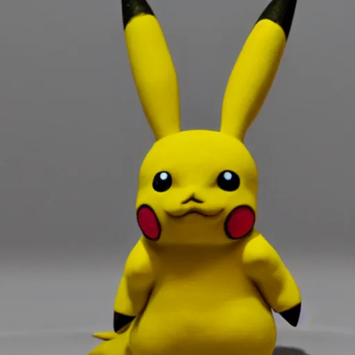 Prompt: clay model of Pikachu