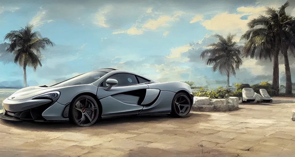 Prompt: mclaren in villa, front sea,digital art,ultra realistic,ultra detailed, ultra wide Lens, art by greg rutkowski