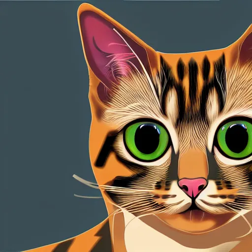 Prompt: a beautiful cat with big anime eyes digital art