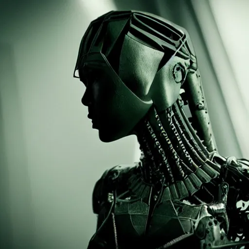 Prompt: very pretty borg queen, moody lighting, shallow depth of field,