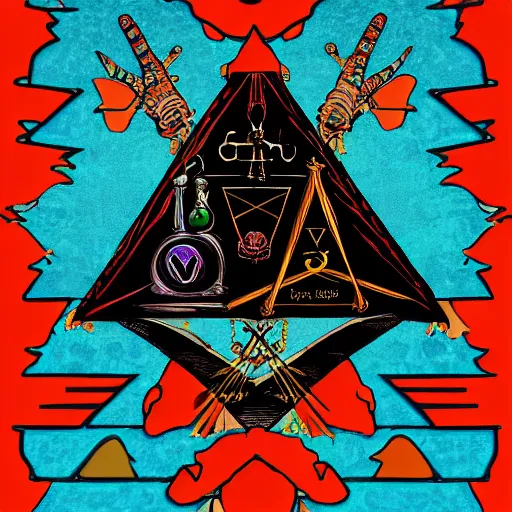 Image similar to portre of an autistic demon on acid, masonic and kabalistic symbols in background, digital art, 8k, delicate details