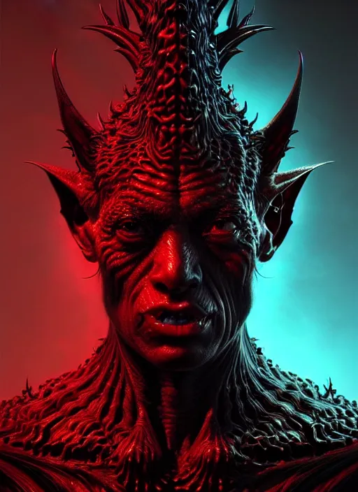 Prompt: realistic portrait of beautifully crystalized and detailed portrait of a goblin, matte painting of cinematic movie scene red dragon, horror, created by gustave dore and greg rutkowski, high detailed, smooth draw, synthwave neon retro, intricate, realistic proportions, dramatic lighting, trending on artstation.