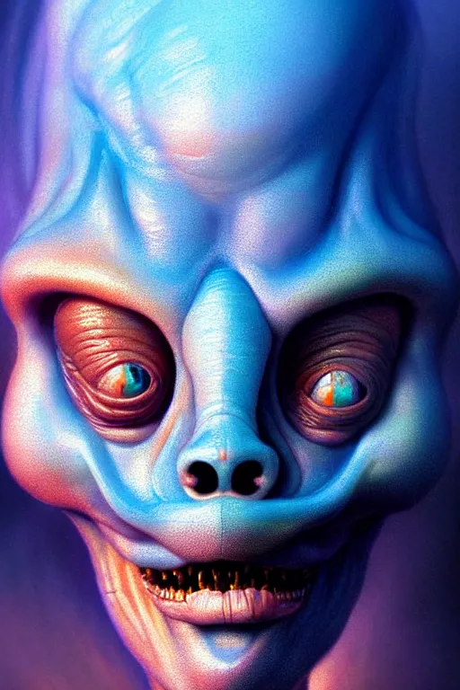 Image similar to hyperrealistic close-up pastel rococo alien! highly detailed concept art eric zener elson peter cinematic hard blue lighting high angle hd 8k sharp shallow depth of field, inspired by Zdzisław Beksiński