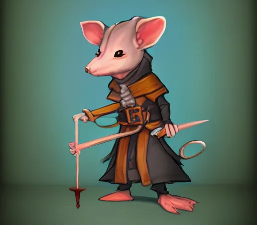 Image similar to anthropomorphic rat wielding a magic staff wearing wizard robe, cute and adorable, pretty, beautiful, DnD character art portrait, matte fantasy painting, DeviantArt Artstation, cinema