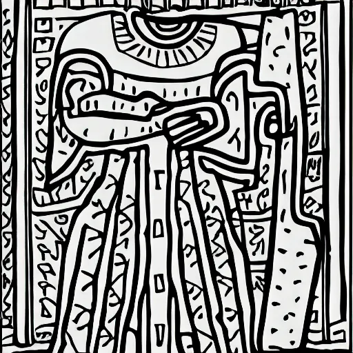 Prompt: children's coloring book page of a 30 year old man in ancient Canaanite clothing, simple line art