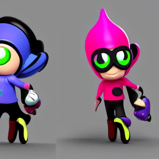 Prompt: 3 d render, digital painting in the style of splatoon and bayonetta