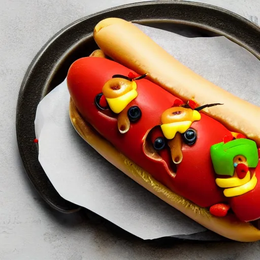 Image similar to photo of a hotdog in the shape of snoop dog, 8 k