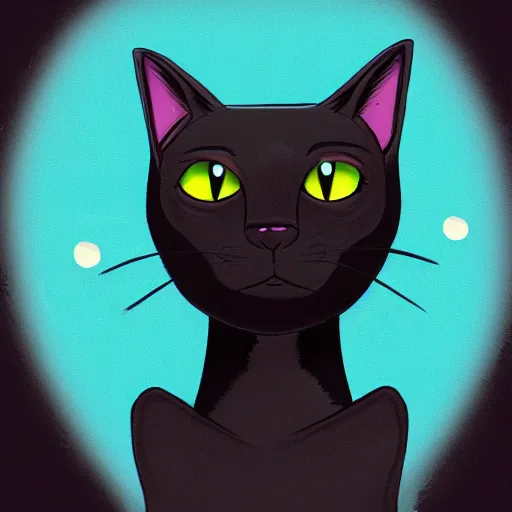 Image similar to digital art of a black cat fursona, furry fandom