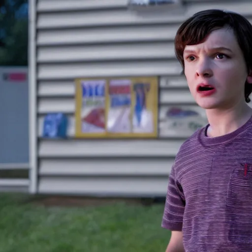 Prompt: film still of Henry Thomas as Mikey in stranger things, 4k