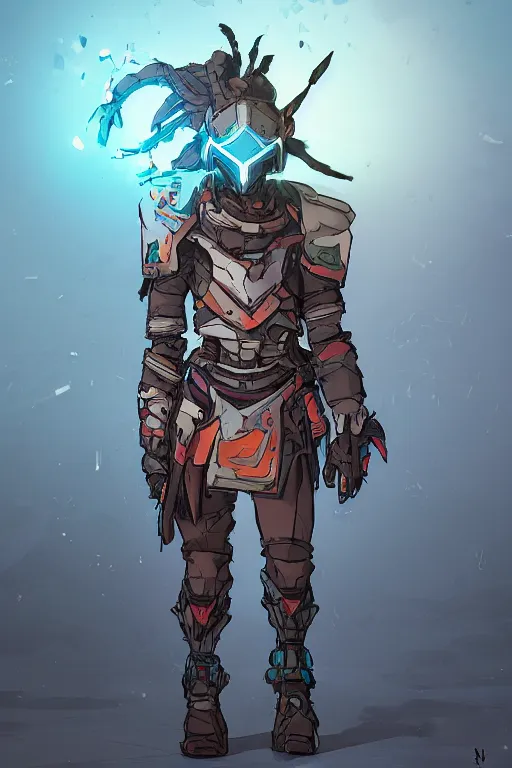 Image similar to combination suit armor aloy horizon forbidden west horizon zero dawn robot ninja mask helmet backpack tribal, art gta 5 comics, official fanart behance hd artstation by jesper ejsing, by rhads, makoto shinkai and lois van baarle, ilya kuvshinov, ossdraws radiating a glowing aura cgi rtx 2 0 2 2