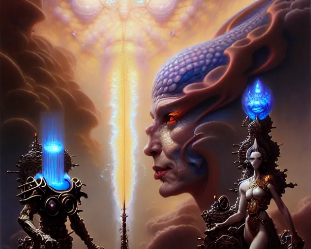 Image similar to the armies of heaven and hell, fantasy character portrait made of fractals facing each other, ultra realistic, wide angle, intricate details, the fifth element artifacts, highly detailed by peter mohrbacher, hajime sorayama, wayne barlowe, boris vallejo, aaron horkey, gaston bussiere, craig mullins