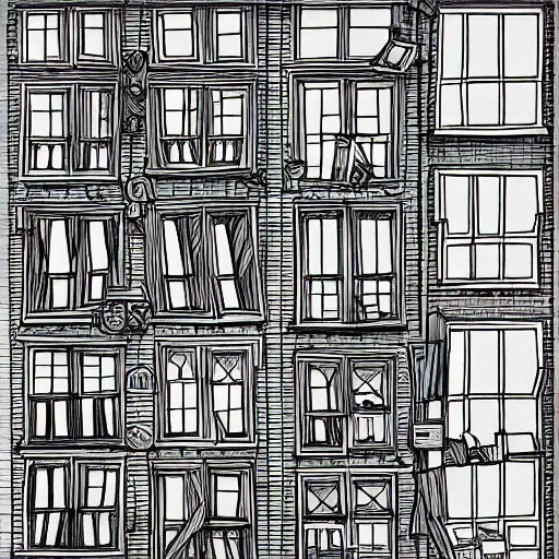 Prompt: a drawing of a house with a lot of windows, a child's drawing by mattias adolfsson, behance contest winner, hypermodernism, photoillustration, 1 9 9 0 s, concept art