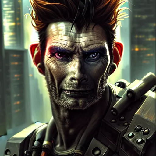 Prompt: portrait painting of a cyberpunk orc mercenary muscular david tennant, ultra realistic, concept art, intricate details, eerie, highly detailed, photorealistic, octane render, 8 k, unreal engine. art by artgerm and greg rutkowski and charlie bowater and magali villeneuve and alphonse mucha