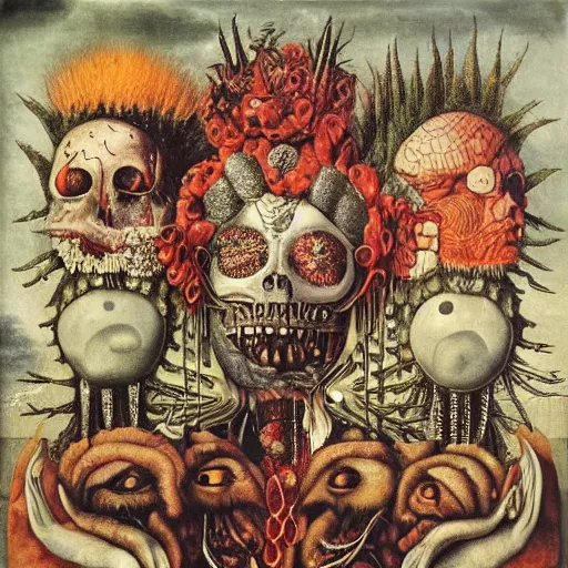 Image similar to post - punk new age album cover, magic, apocalypse, psychedelic, psychonaut, black white pink, magic, giger h. r., giuseppe arcimboldo
