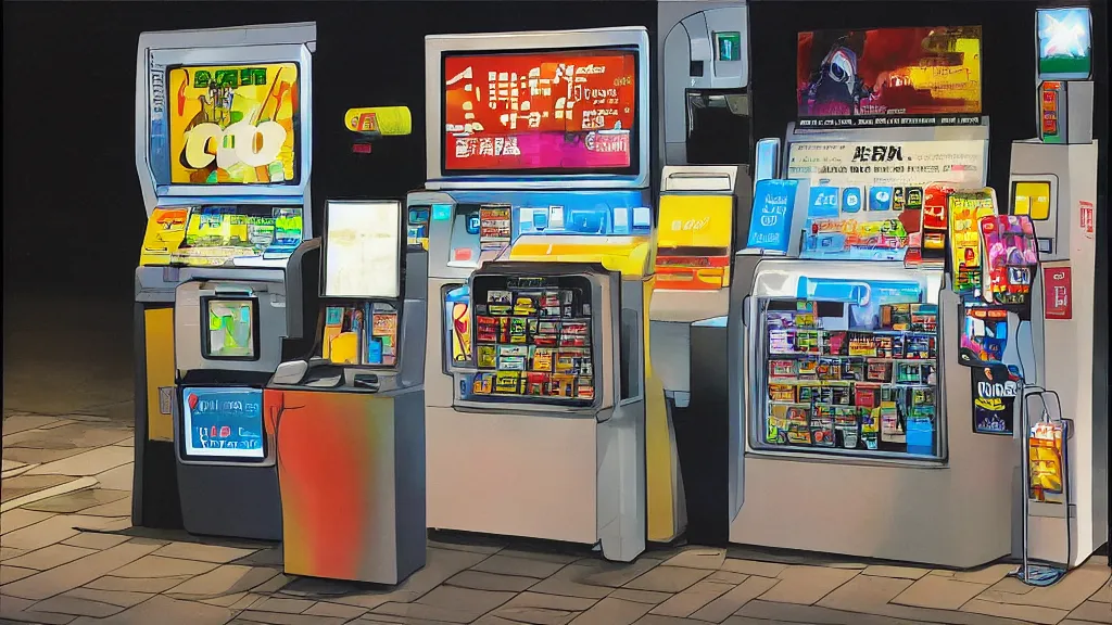 Image similar to acrylic art financial convenience store robo - cashier