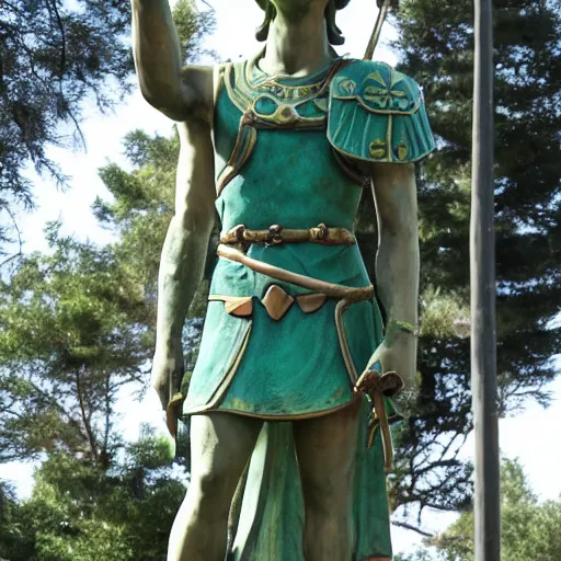 Prompt: an ancient statue of Link .