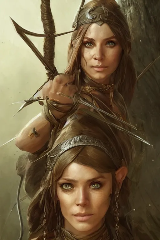 Image similar to dirty survivalist elven archer, highly detailed, d & d, fantasy, portrait, highly detailed, headshot, digital painting, trending on artstation, concept art, sharp focus, illustration, art by artgerm and greg rutkowski and magali villeneuve