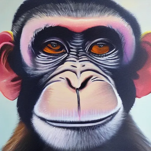 Image similar to Acrylic on canvas portrait of monkey