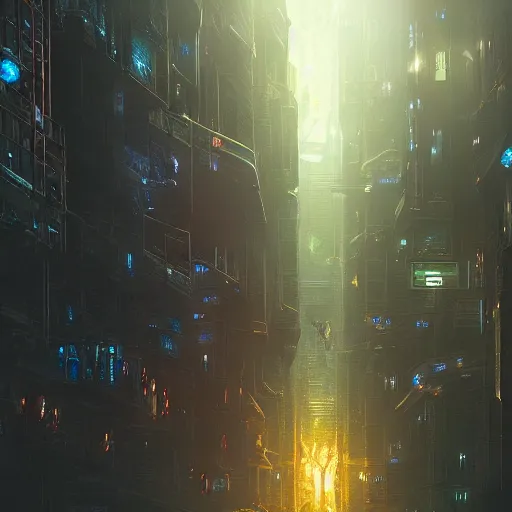 Image similar to rpg battlemap of a cyberpunk city, greg rutkowski, dramatic lighting, overhead, beautiful lighting