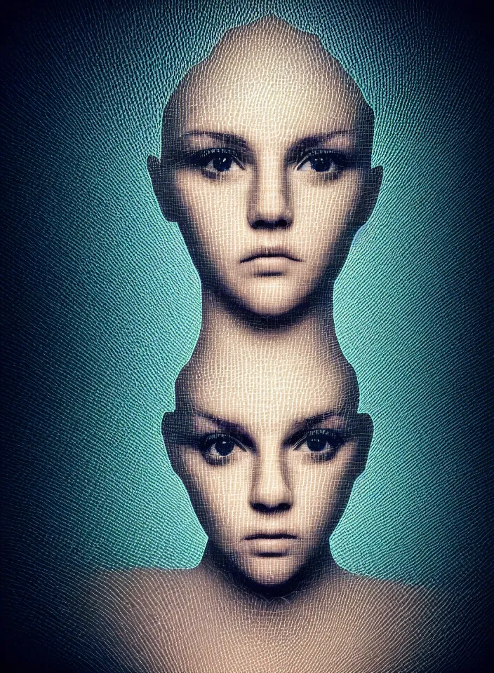 Prompt: symmetry!! cancer!!!! a portrait of a beautiful girl with computer science readouts and graphics overlaid textures, canvas texture in the style of contemporary art complex, dramatic lighting, intricate, highly detailed, sharp focus, luminous