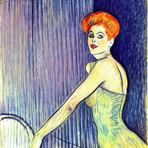 Prompt: nicole kidman entertaining cabaret audience, toulouse - lautrec, high resolution