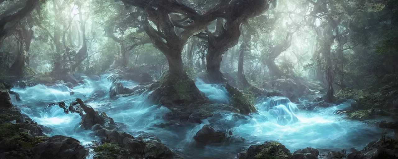 Prompt: descent of the spiritual whirlpools into a mystical forest fairytale, made by Stanley Artgerm Lau, WLOP, Rossdraws, ArtStation, CGSociety, concept art, cgsociety, octane render, trending on artstation, artstationHD, artstationHQ, unreal engine, 4k, 8k