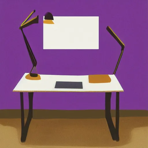 Image similar to realistic panting of a desk on a purple field