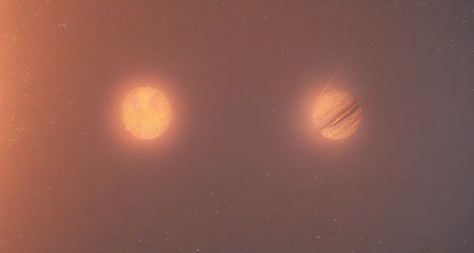 Image similar to a small brown planet from a distance, telescope view, concept art, high detail, intimidating, cinematic, Artstation trending, octane render