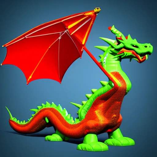 Image similar to an inflatable dragon is standing in the air, a character portrait by toyen, polycount, plasticien, rendered in maya, daz 3 d, 3 d