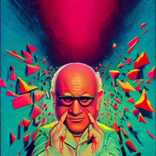 Prompt: Psychadelic Danny Devito going Super Saiyan Edward Hopper and James Gilleard, Zdzislaw Beksinski, Mark Ryden highly detailed