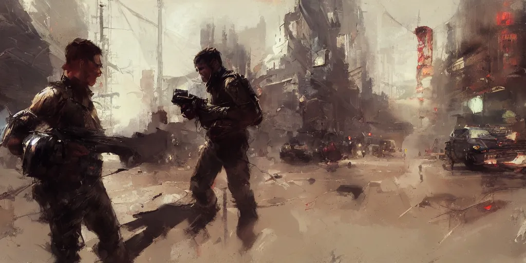Prompt: video game concept art by richard schmid, alla prima, loose gestural painterly, jeremy mann, greg manchess