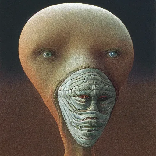 Image similar to sandworm with the face of Joe Biden, by Beksinski