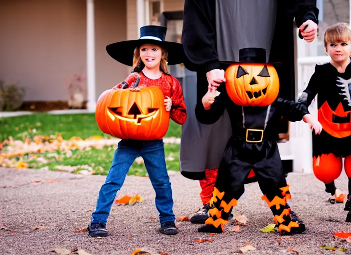 Prompt: dslr photo still of chuck norris trick or treating on halloween, 4 k, 1 2 0 mm f 1 6
