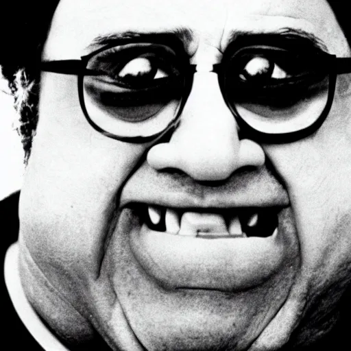 Image similar to A still of Danny Devito as a supervillian in a movie, 1980