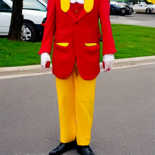 Image similar to saul goodman dressed as ronald mcdonald