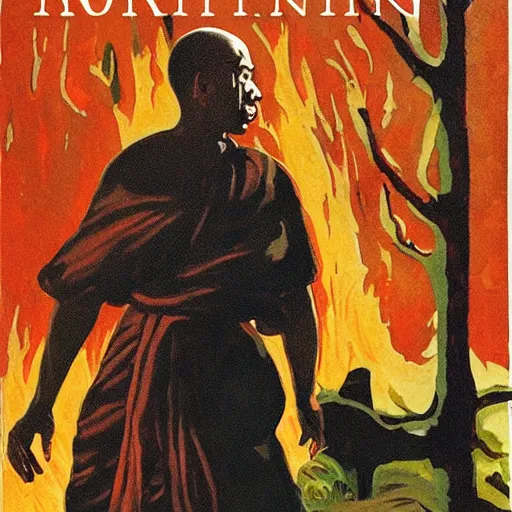 Image similar to the burning monk - malcom browne, 1 9 6 3