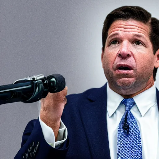 Image similar to ron desantis in a suit, sweating profusely, sweaty philtrum, runny nose, overly greasy face, emitting odor, ocatane render, unreal 5 engine