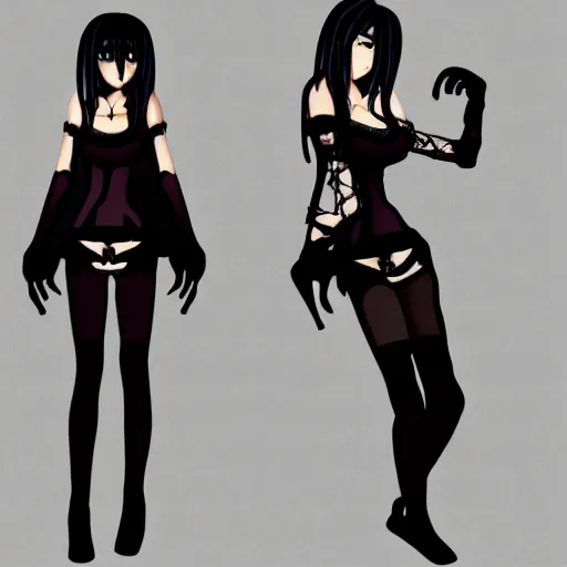 Image similar to anime style goth woman