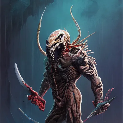 Image similar to yutja predator from predator ( 1 9 8 7 ), horror, game design fanart by concept artist gervasio canda, behance hd by jesper ejsing, by rhads, makoto shinkai and lois van baarle, ilya kuvshinov