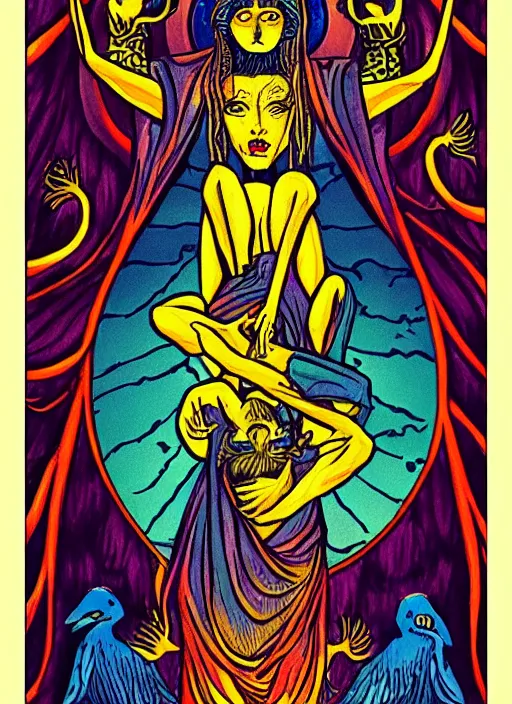 Image similar to beautiful tarot illustration of death, in the style of wylie beckert, mystical colors, trending on artstation