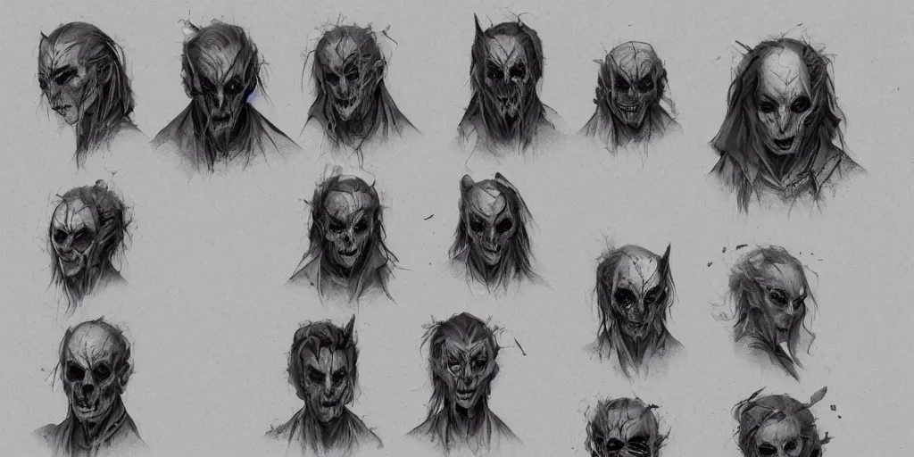 Prompt: gothic ghost character face detail designs, Greg Rutkowski, character sheet, kim jung gi, Darek Zabrocki, Karlkka, Jayison Devadas, Phuoc Quan, trending on Artstation, 8K, ultra wide angle, pincushion lens effect