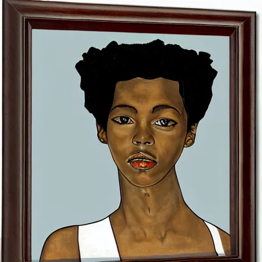 Image similar to portrait of lauryn hill by egon schiele